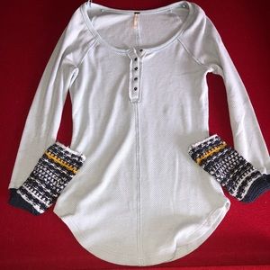 Waffle knit long sleeve top